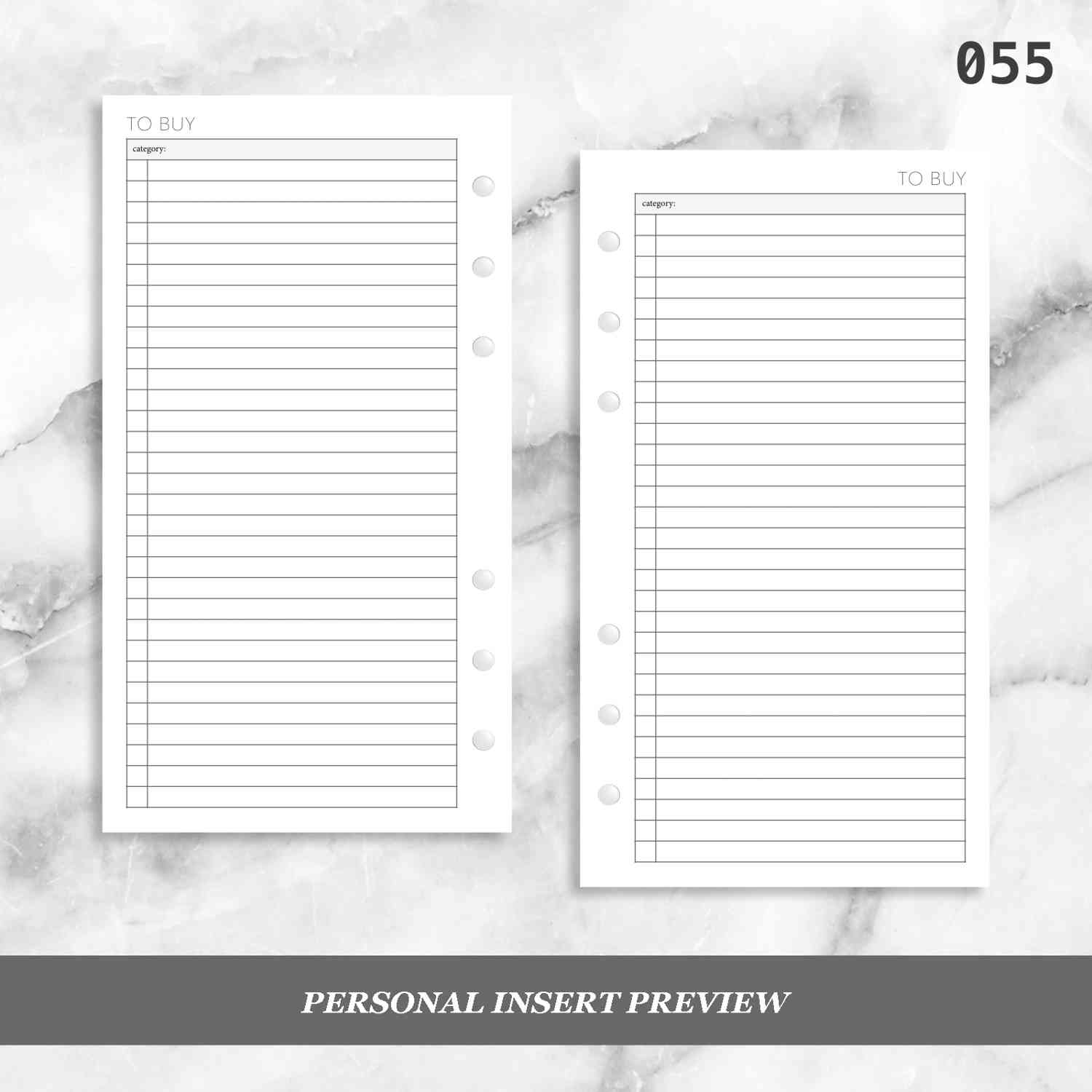 055: To Buy - Undated Shopping List Planner