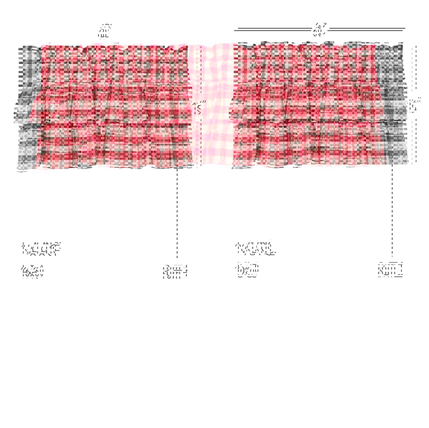 Annie Buffalo Red Check Ruffled Valance 16x60 - Classic Farmhouse Style Window Decoration
