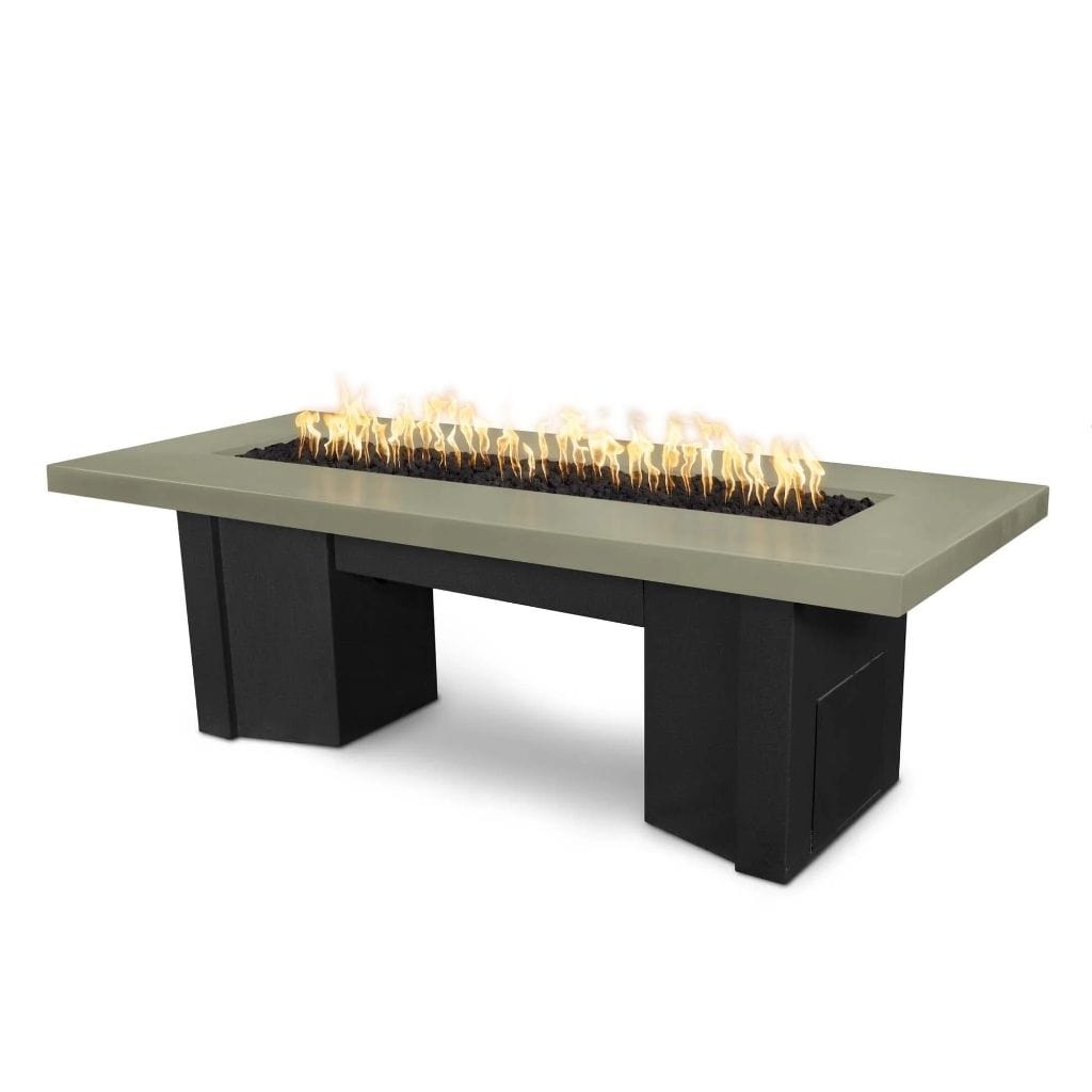 The Outdoor Plus 60 Alameda GFRC Smooth Concrete Top Rectangle Natural Gas Fire Pit Table - 12V Electronic