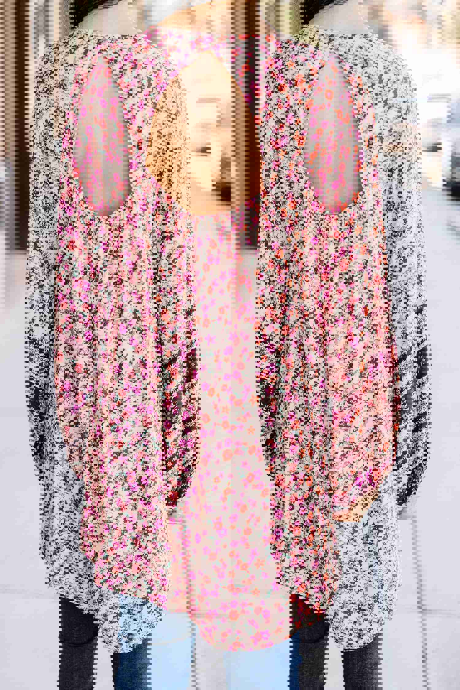 Searching For Joy Wine Red Mixed Print Tunic