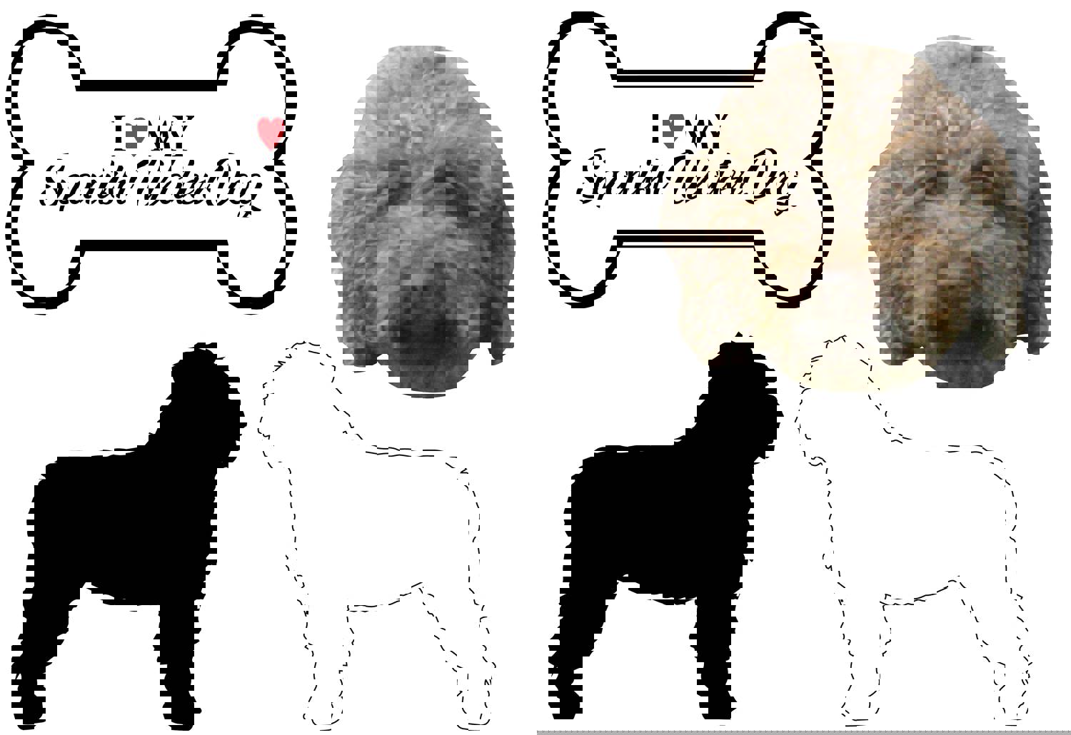 Spanish Water Dog - Dog Breed Decals (Set of 16) - Custom Sizes Available