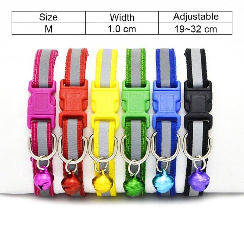 Reflective Cat Collar with Bell for Small Dogs and Puppies - 6 Pieces
