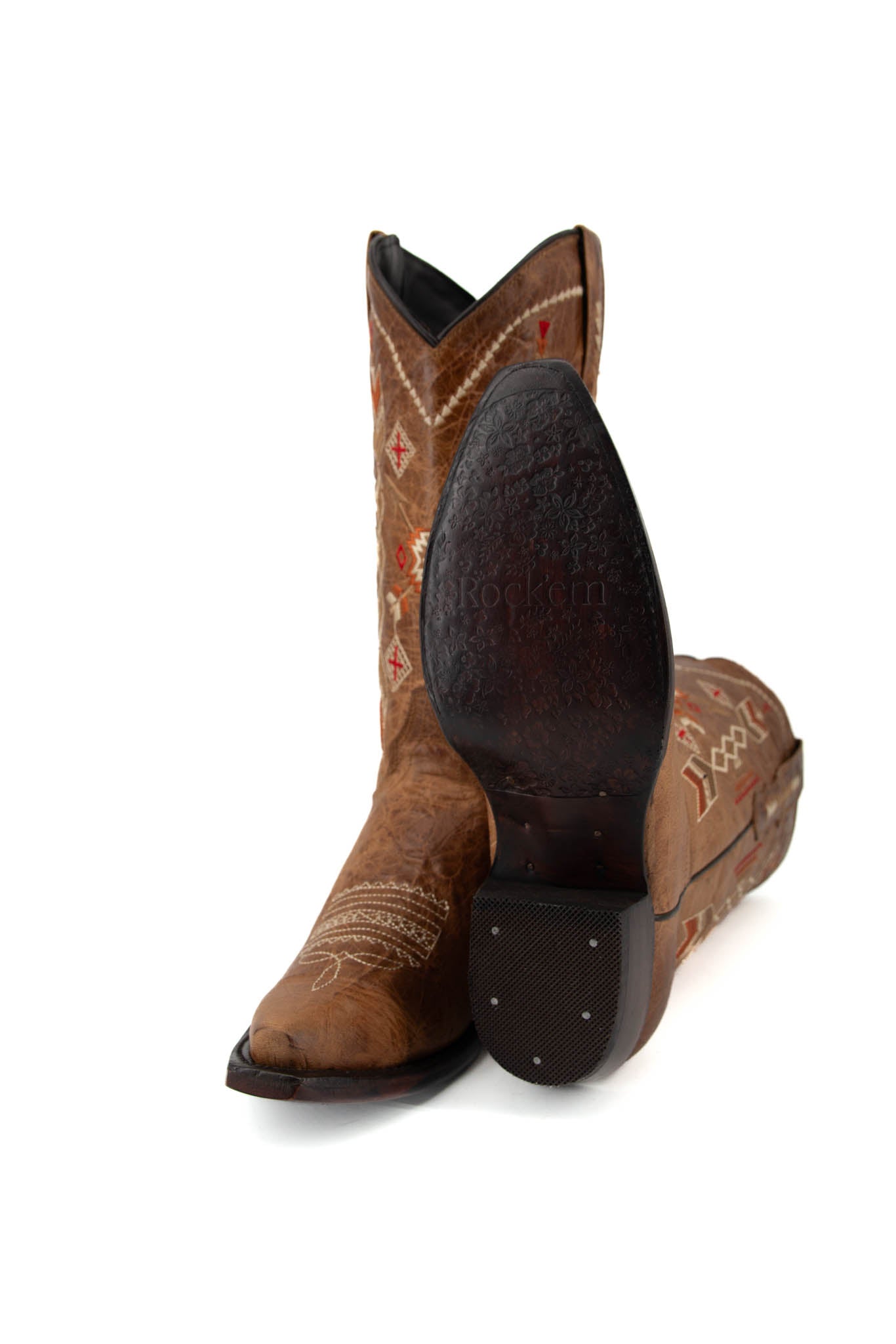 Rustic Brown Aztec Snip Toe Cowgirl Boot