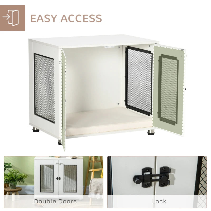 PawHut Dog Crate Furniture with Water-resistant Cushion, Double Doors, Indoor Pet Crate for Small & Medium Dogs