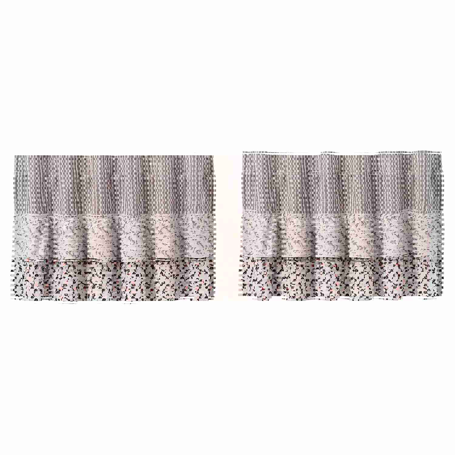Farmhouse Valance Florette Ruffled Striped Country Window Curtain