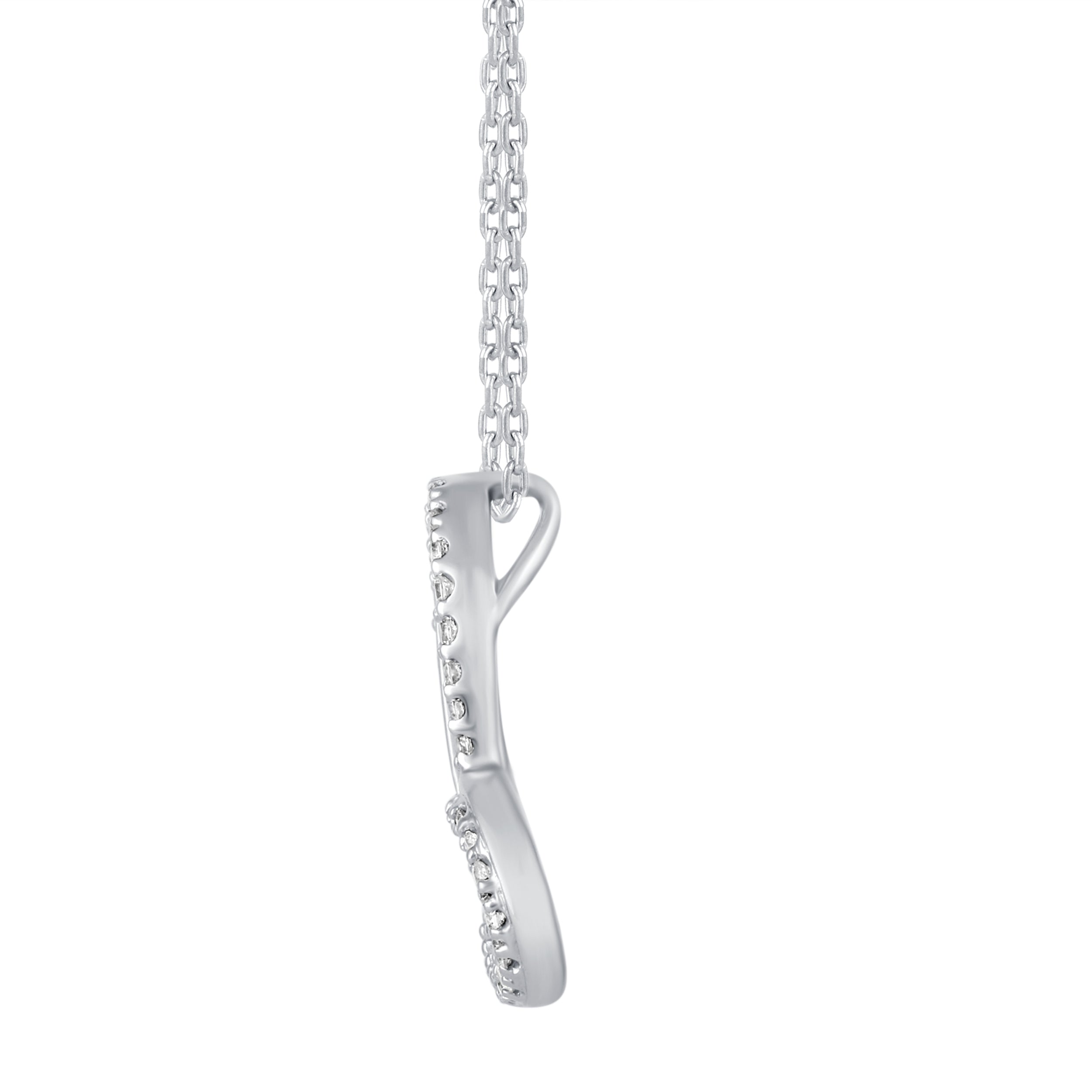 1/4 Cttw Diamond Swirl Open Heart Pendant Necklace in 925 Sterling Silver