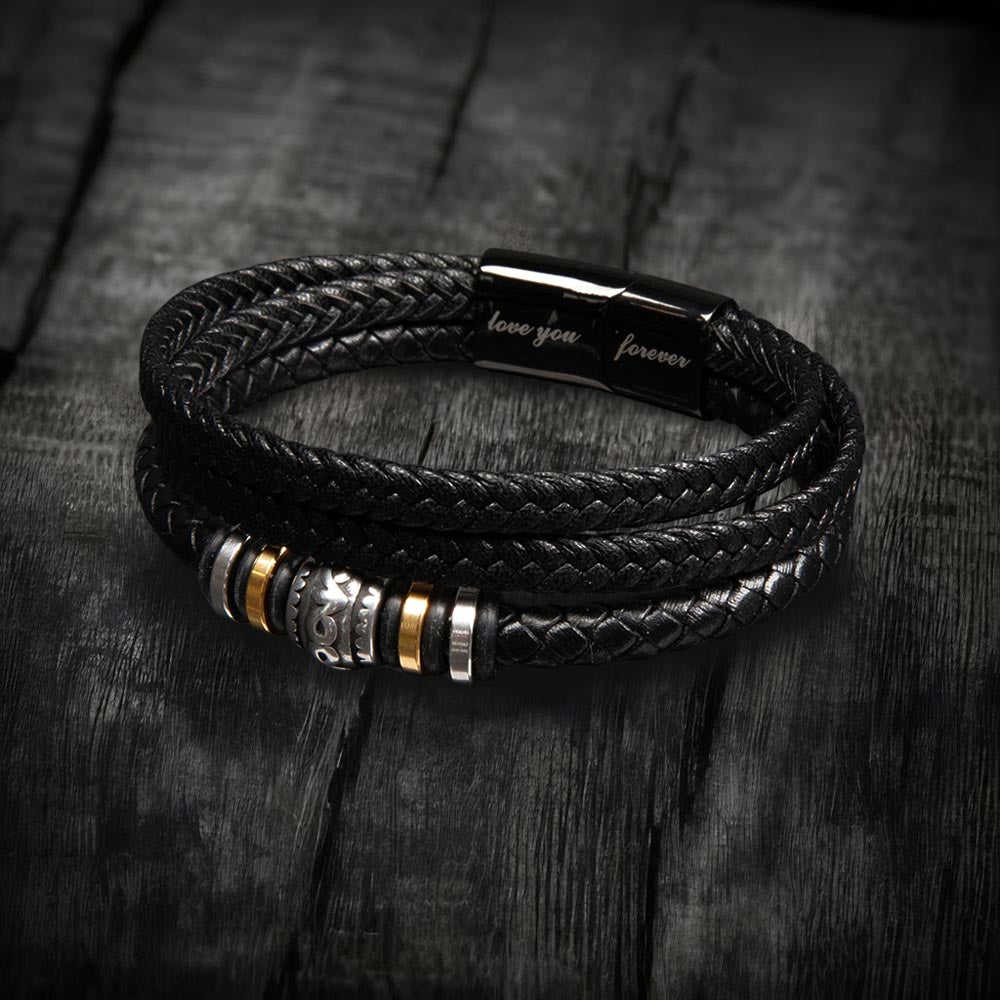 Nephew Gift From Aunt - Inspirational Mens Braided Leather Bracelet