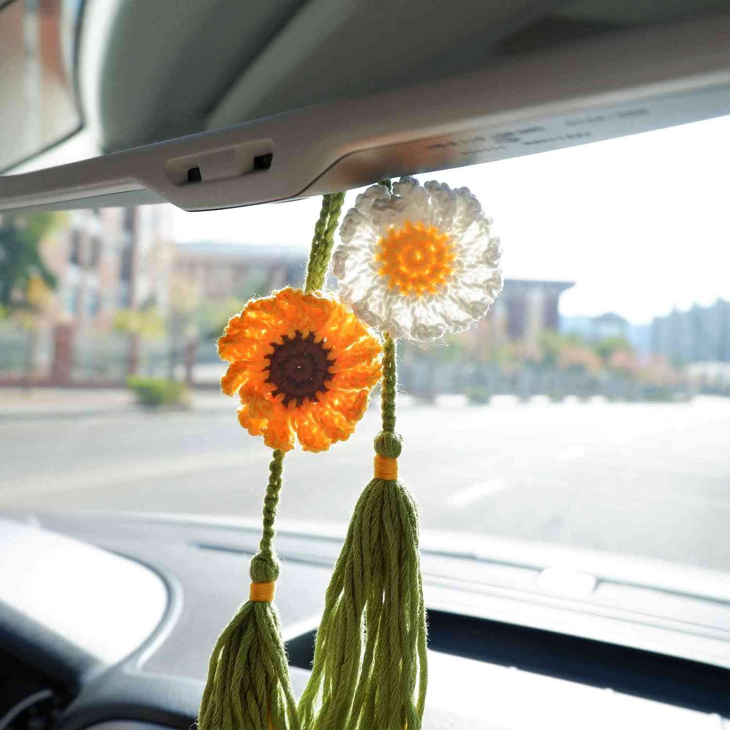 2Pcs Car Mirror Accessories with Tassel