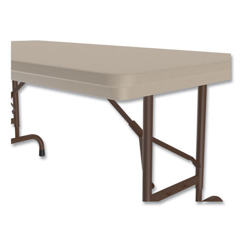 Correll Adjustable Folding Table Rectangular 48x24x22 To 32 Mocha Top Brown Legs