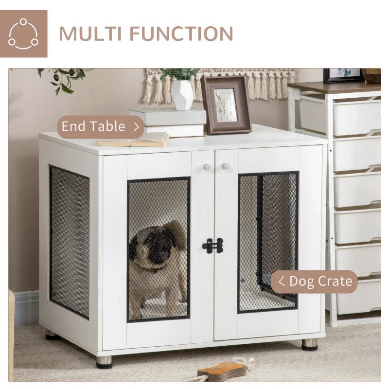PawHut Dog Crate Furniture with Water-resistant Cushion, Double Doors, Indoor Pet Crate for Small & Medium Dogs