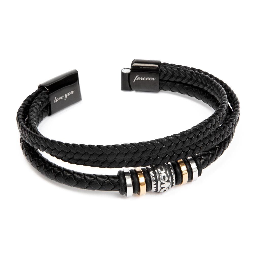 Nephew Gift From Aunt - Inspirational Mens Braided Leather Bracelet