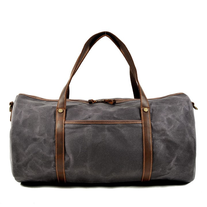 Retro Canvas and Cowhide Duffle Weekender Bag - Large Capacity Gym Bag