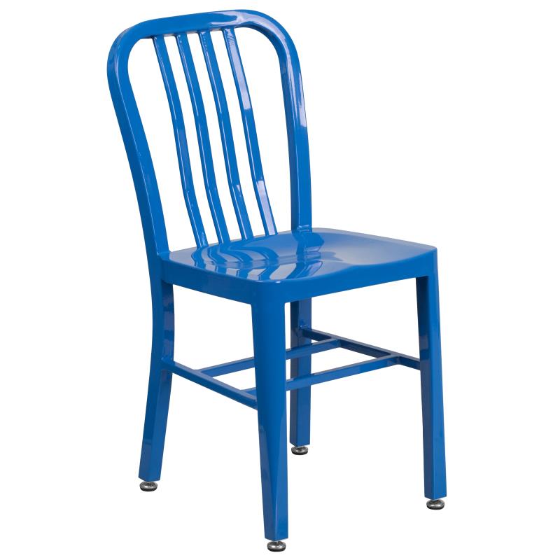 CH-51080TH-4-18VRT Flash Furniture Thomas Commercial Grade 24 Round Blue Metal Indoor-Outdoor Table Set with 4 Chairs
