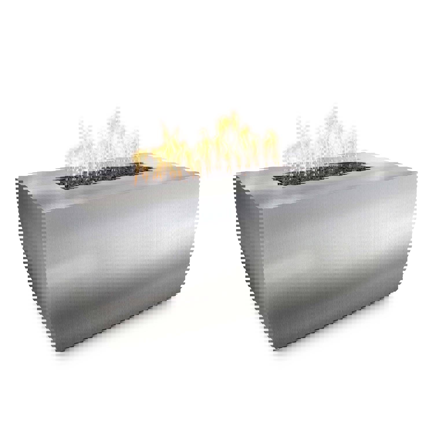 The Outdoor Plus Linear Avalon 48 Stainless Steel Liquid Propane Fire Pit - 24" Tall with Match Lit & Flame Sense Ignition