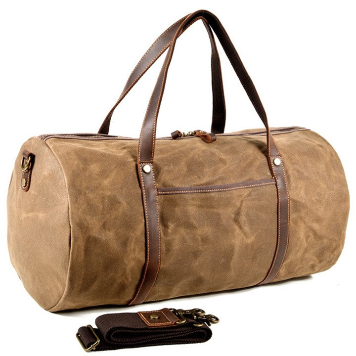 Retro Canvas and Cowhide Duffle Weekender Bag - Large Capacity Gym Bag