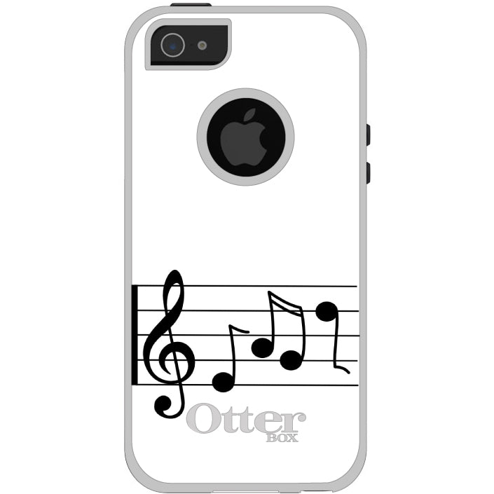 DistinctInk™ OtterBox Commuter Series Case for Apple iPhone or Samsung Galaxy - Treble Staff Music Notes