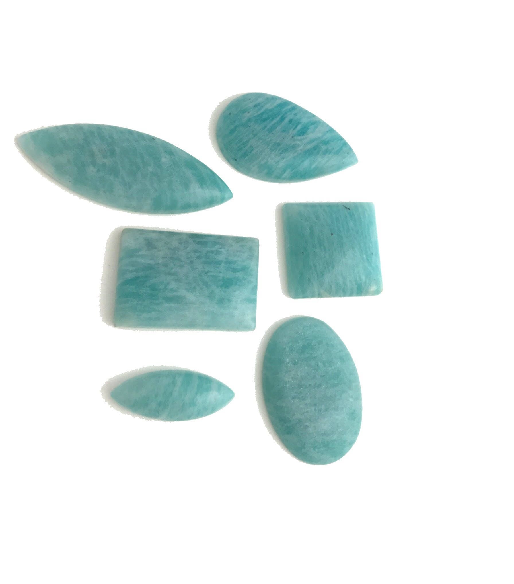 6Pcs Natural Amazonite Cabochon Loose Gemstone for Jewelry Making