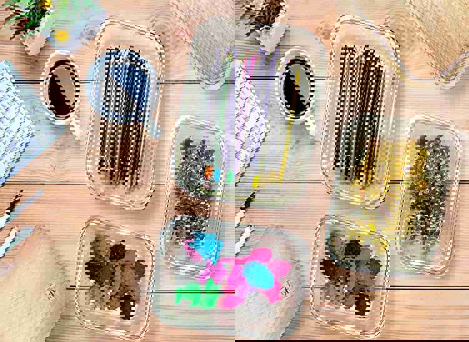 Eco-Friendly Glass Food Storage Containers with Bamboo Lids, Set of 4