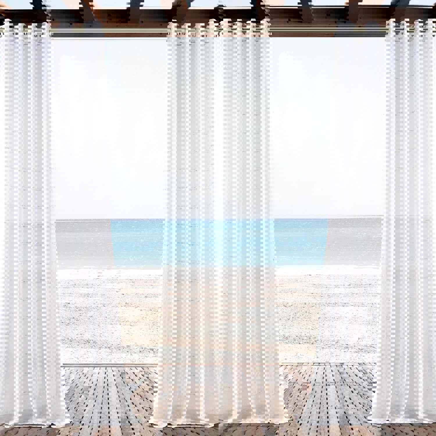 Farmhouse Textured Grommet Sheer Indoor/Outdoor Window Curtain