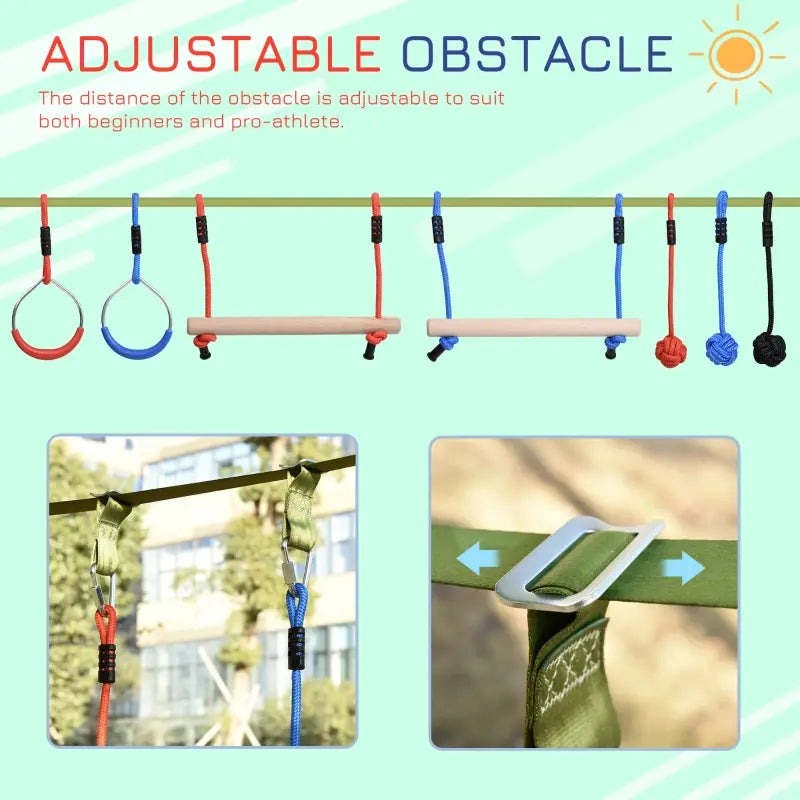 Outsunny Children's Outdoor Ninja Activity Set with Monkey Bars, Swing, and Climbing Rope