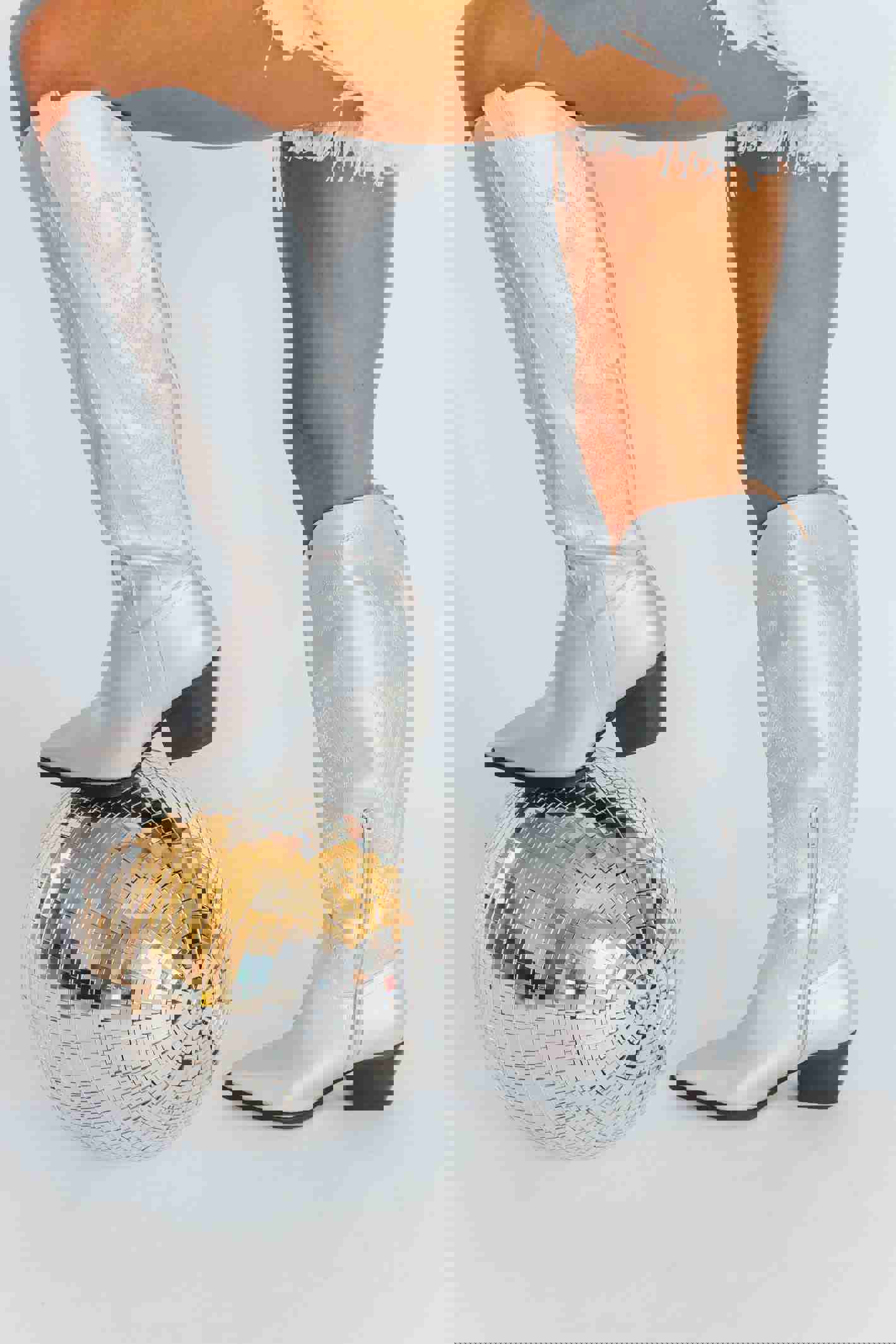 Here for a Good Time Silver Cowboy Boots