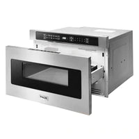 Thor Kitchen Package - 36 in. Natural Gas Range, Range Hood, Microwave Drawer, Refrigerator with Fridge and Ice Maker, Dishwasher, Wine Cooler