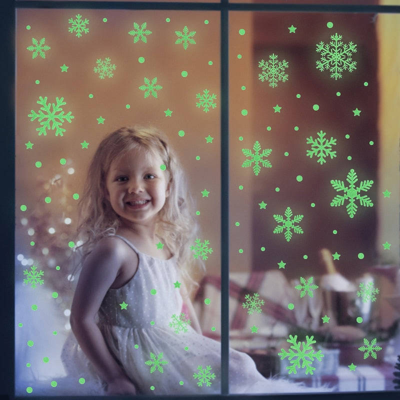 Qfdian CHRISTMAS Decorations - Merry Christmas Snowflake Snowman Window Sticker