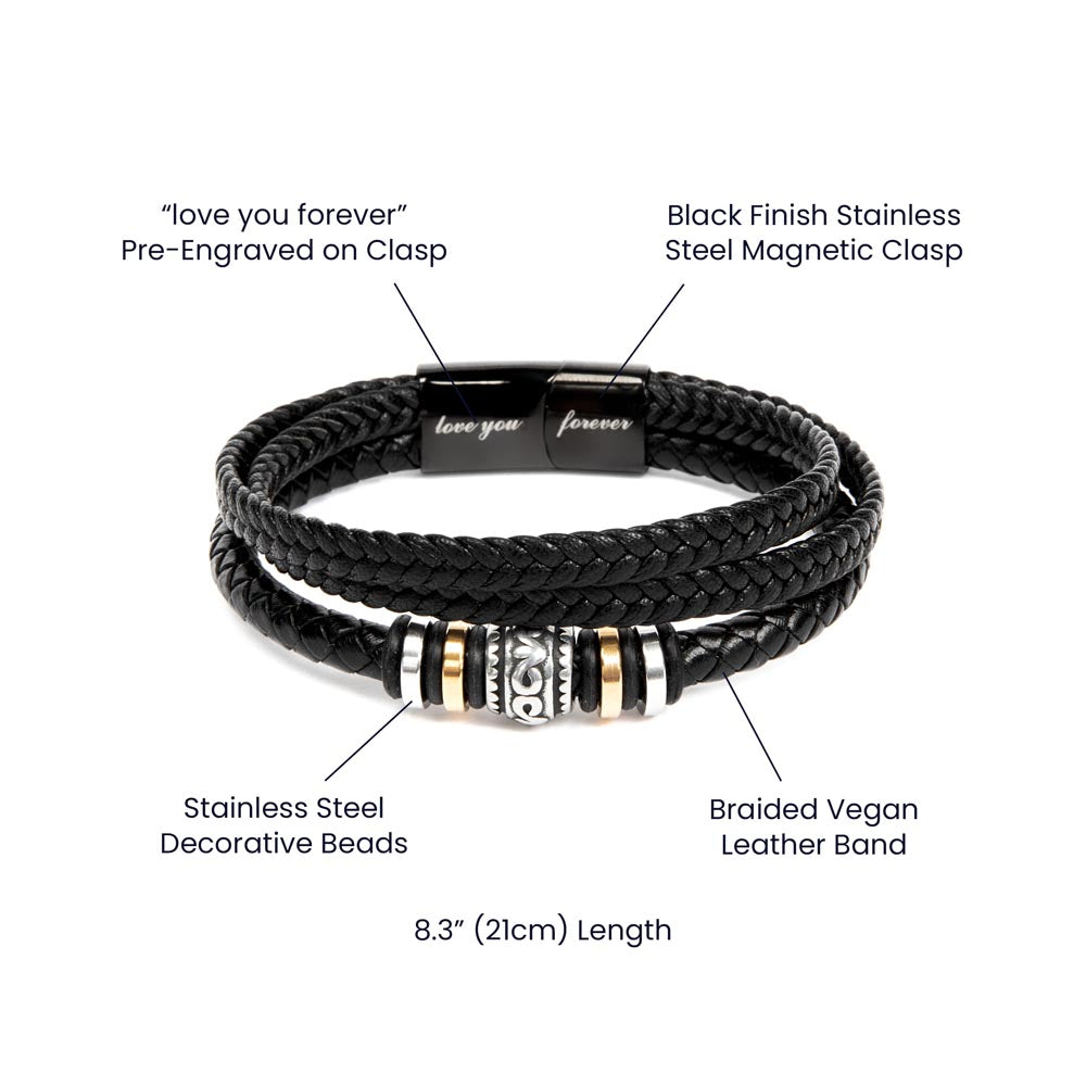 Nephew Gift From Aunt - Inspirational Mens Braided Leather Bracelet