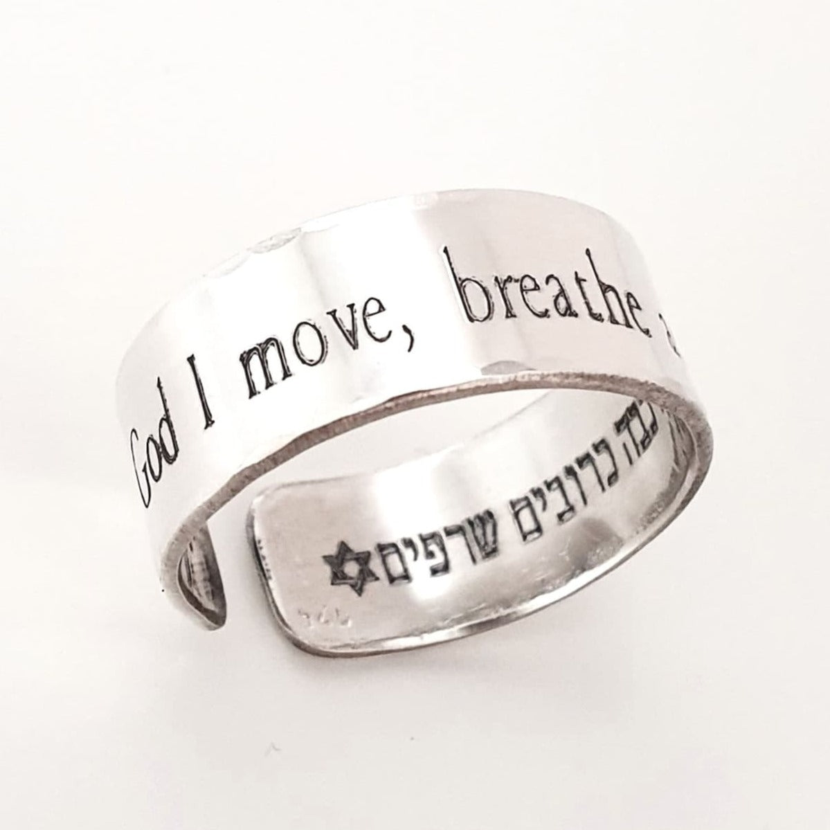 Personalized Breathe Message Ring - Custom Engraved Sterling Silver Band