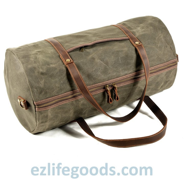 Retro Canvas and Cowhide Duffle Weekender Bag - Large Capacity Gym Bag