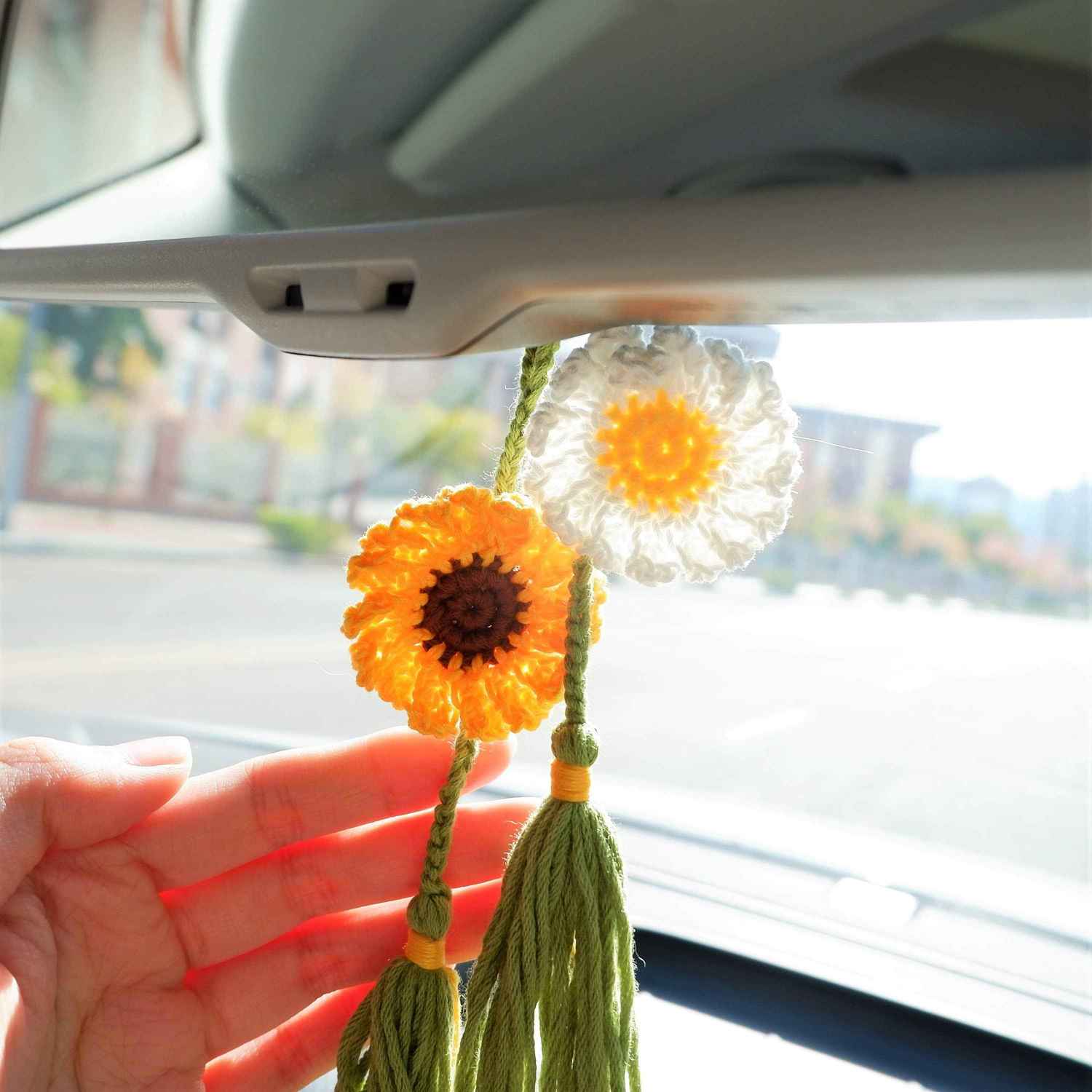 2Pcs Car Mirror Accessories with Tassel