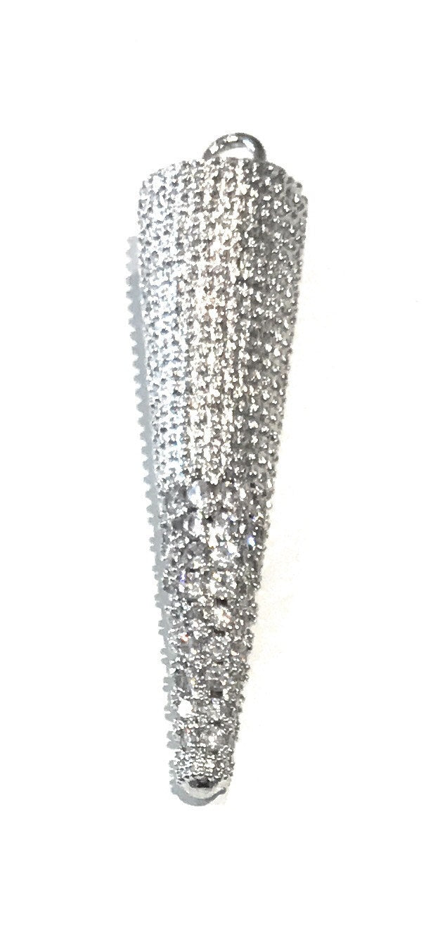 Silver Pave Spike Cone Charm for DIY Jewelry Making
