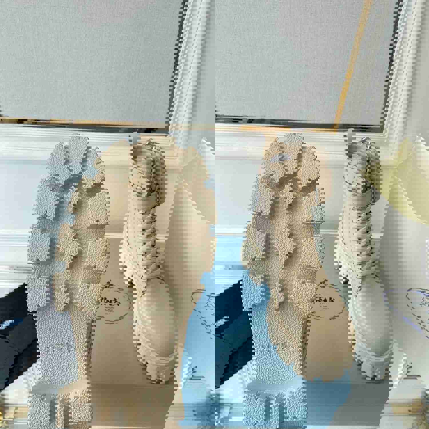 Prada Monolith Brushed Rois Leather And Nylon Boots