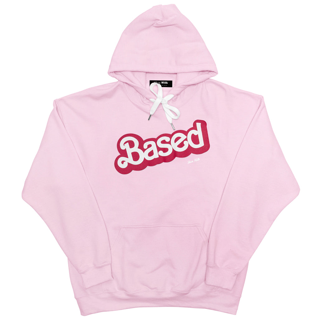 Based Hoodie - Unisex Pink Cotton Fleece Box Cut