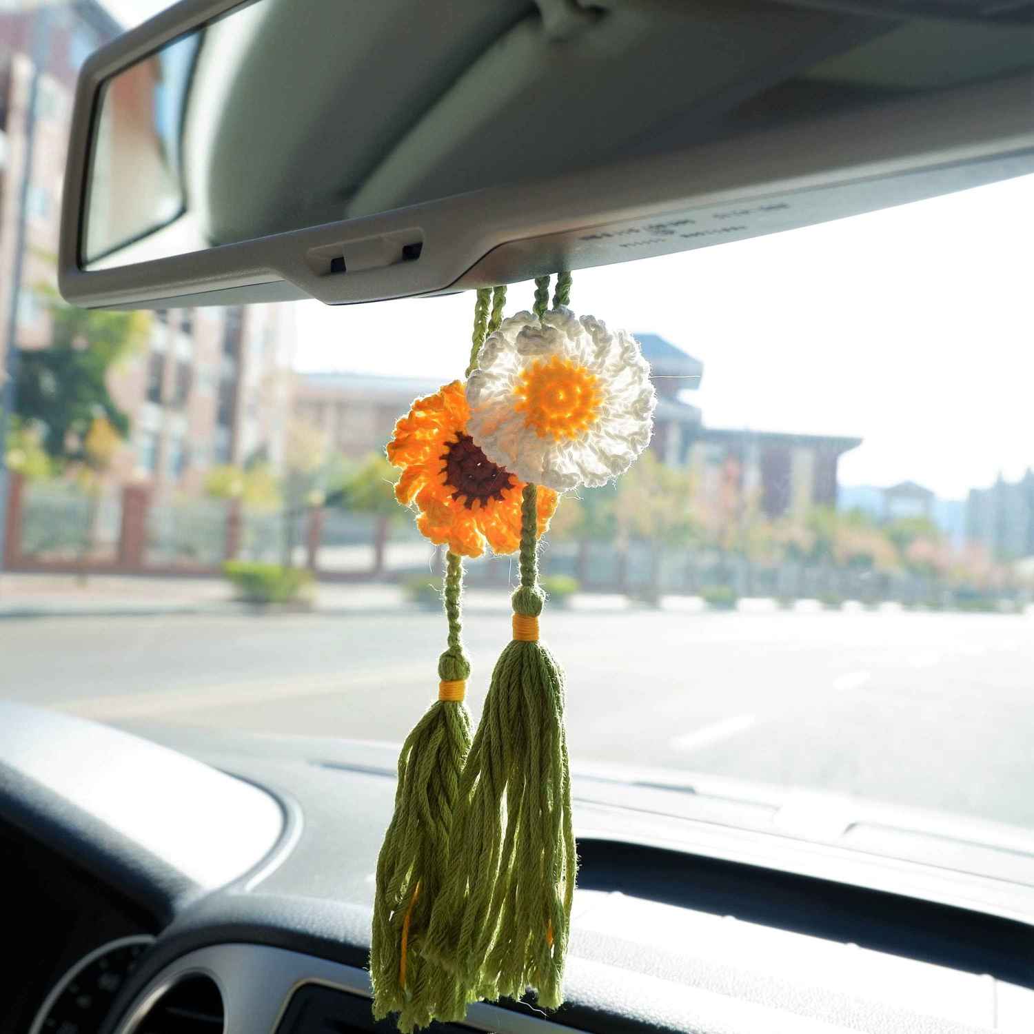 2Pcs Car Mirror Accessories with Tassel