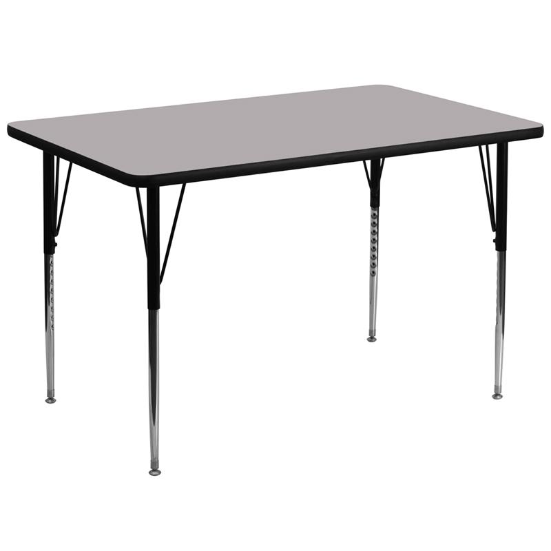 Flash Furniture 36W x 72L Rectangular Grey Thermal Laminate Activity Table with Adjustable Legs