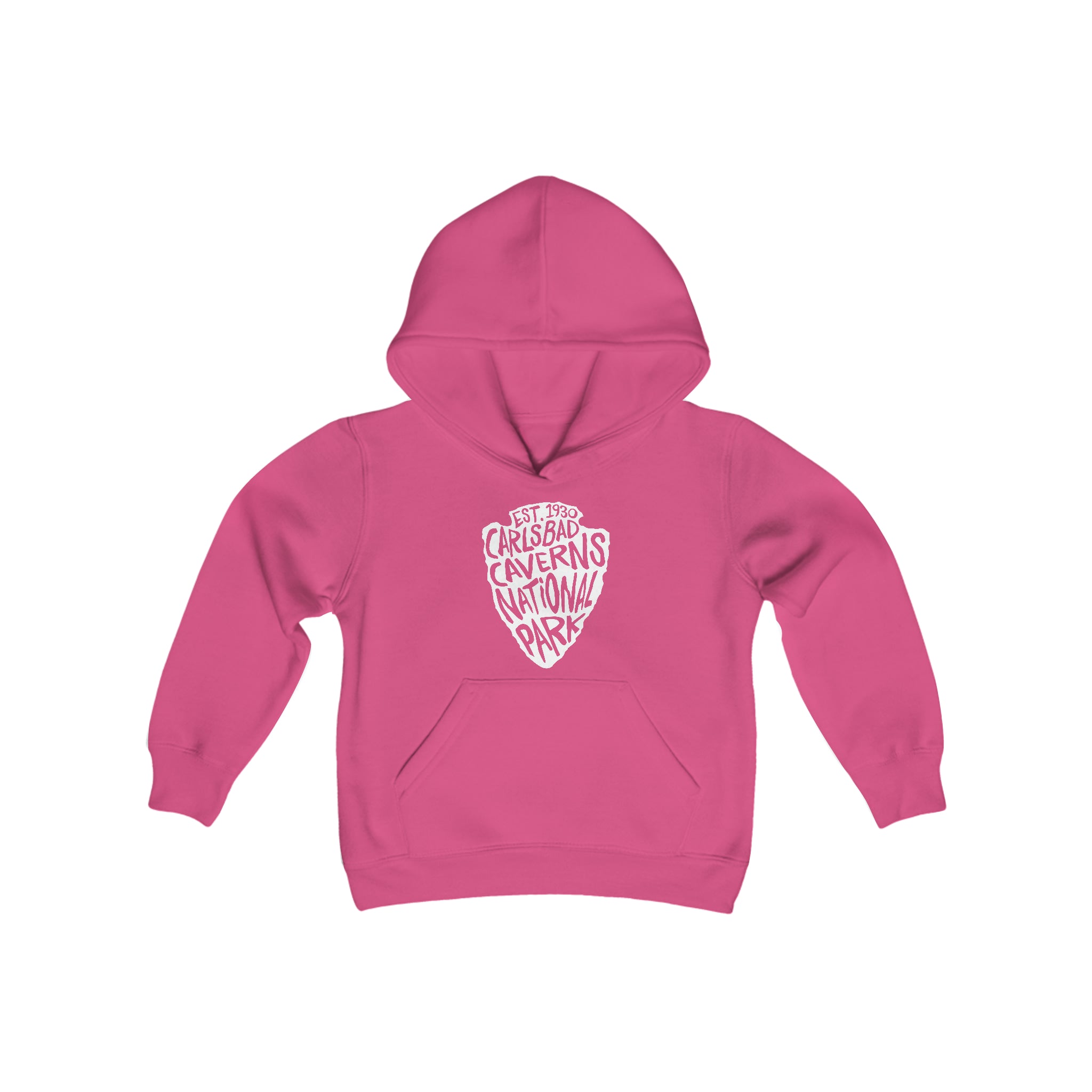 Carlsbad Caverns National Park Kids Hoodie - Arrowhead Chunky Text