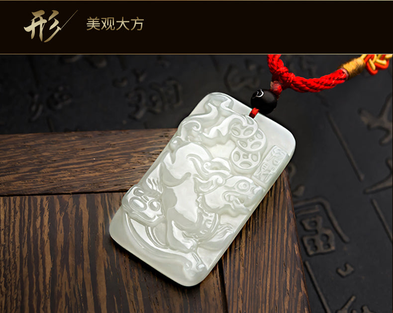 Natural Hetian Jade Pixiu Pendant for Men and Women - White Jade with Certificate (4-8)