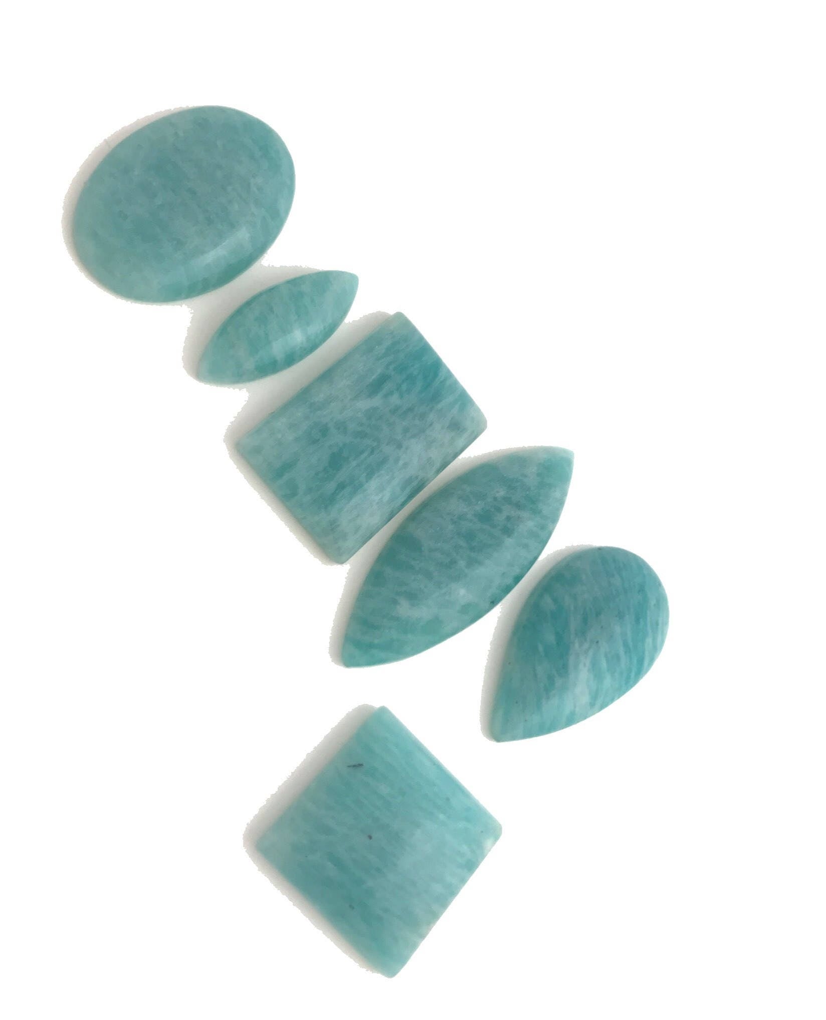 6Pcs Natural Amazonite Cabochon Loose Gemstone for Jewelry Making