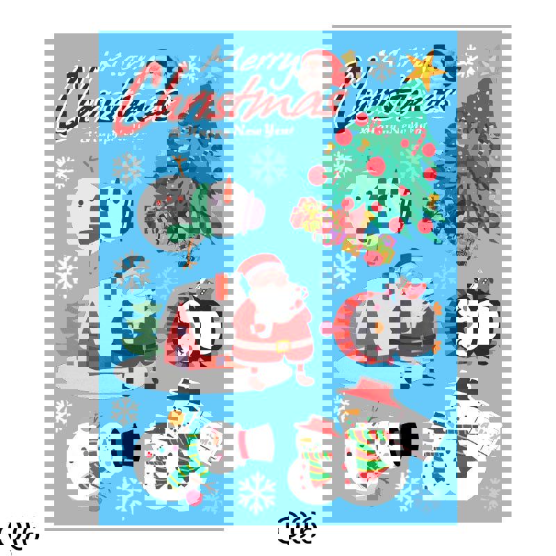 Qfdian CHRISTMAS Decorations - Merry Christmas Snowflake Snowman Window Sticker