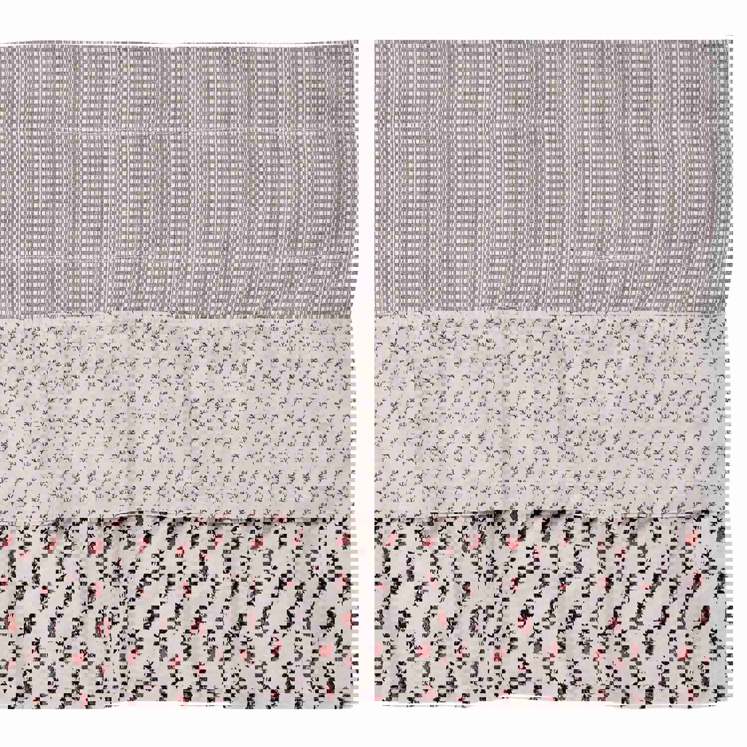 Farmhouse Valance Florette Ruffled Striped Country Window Curtain