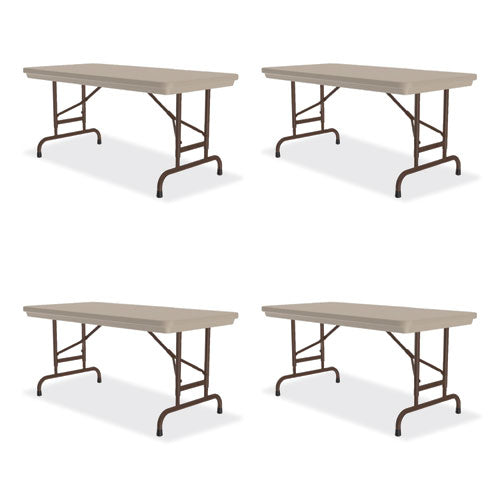 Correll Adjustable Folding Table Rectangular 48x24x22 To 32 Mocha Top Brown Legs