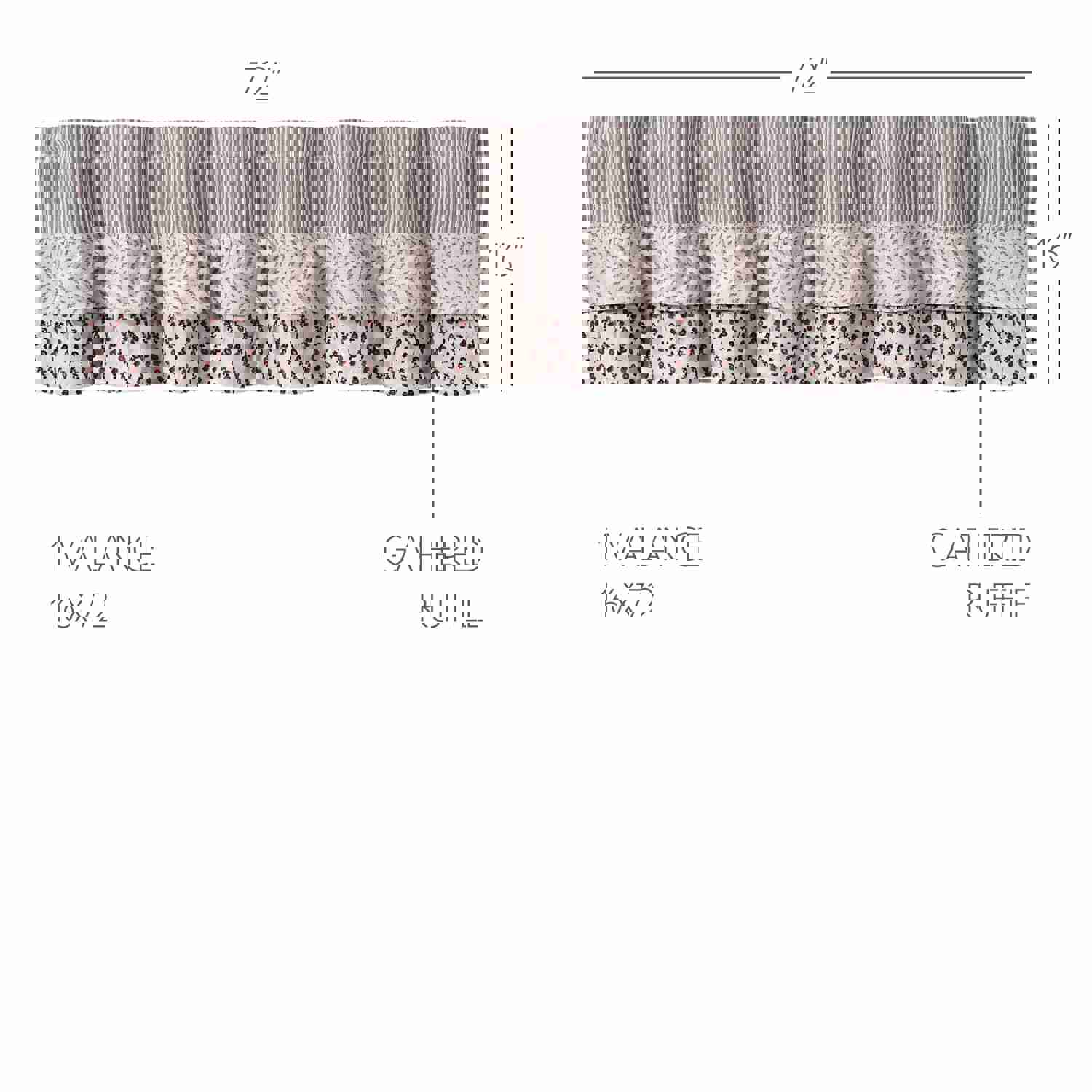 Farmhouse Valance Florette Ruffled Striped Country Window Curtain