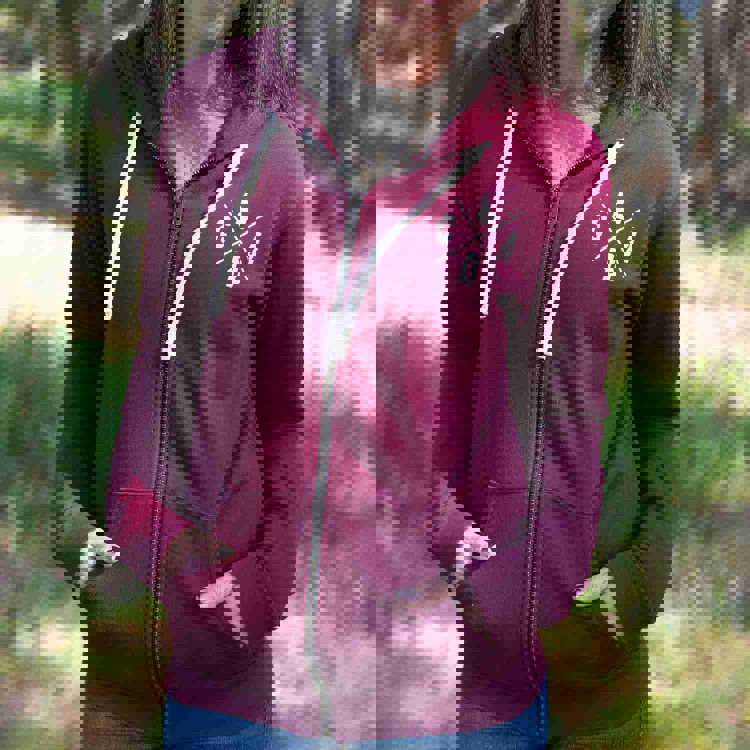 CDA Idaho Logo 1887 Lake Maroon Zip Hoodie
