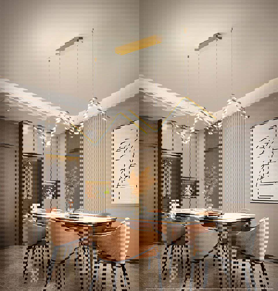 MIRODEMI® Gold LED Adjustable Pendant Lights for Dining Room, Kitchen