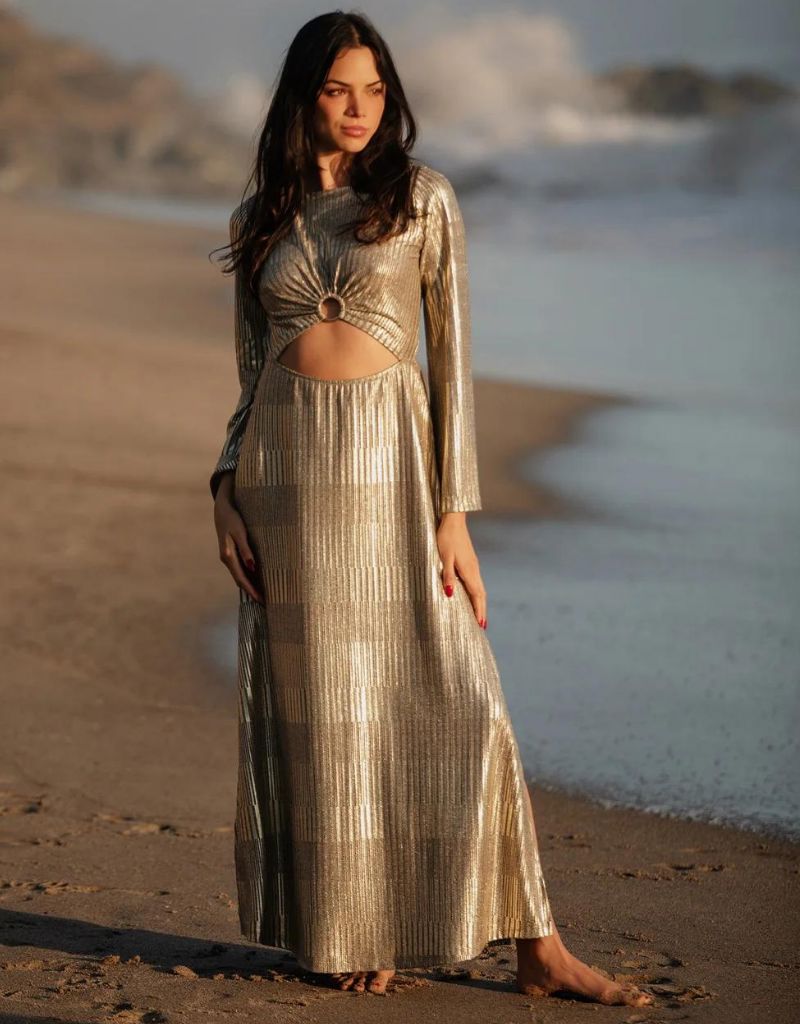 Nightcap Clothing Starlit Cutout Gown in Gold