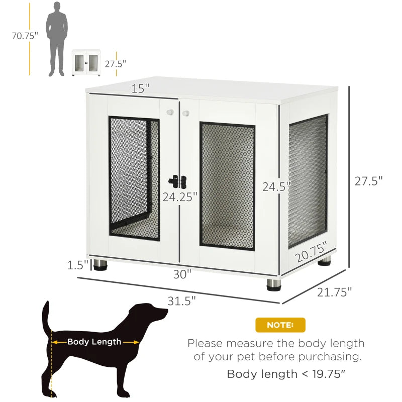PawHut Dog Crate Furniture with Water-resistant Cushion, Double Doors, Indoor Pet Crate for Small & Medium Dogs