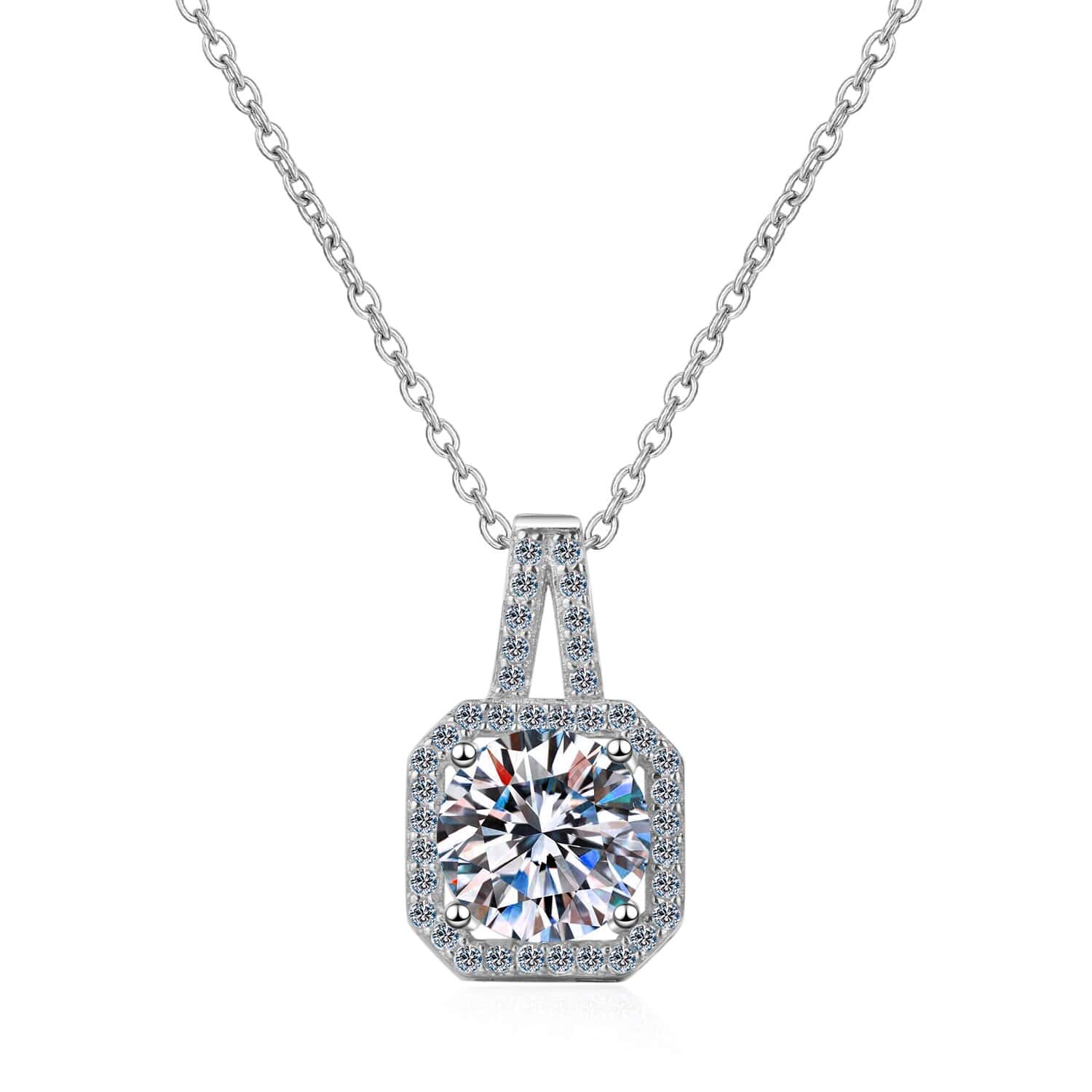 Olivia Cushion Cut Necklace - 925 Sterling Silver with High-Quality CZ