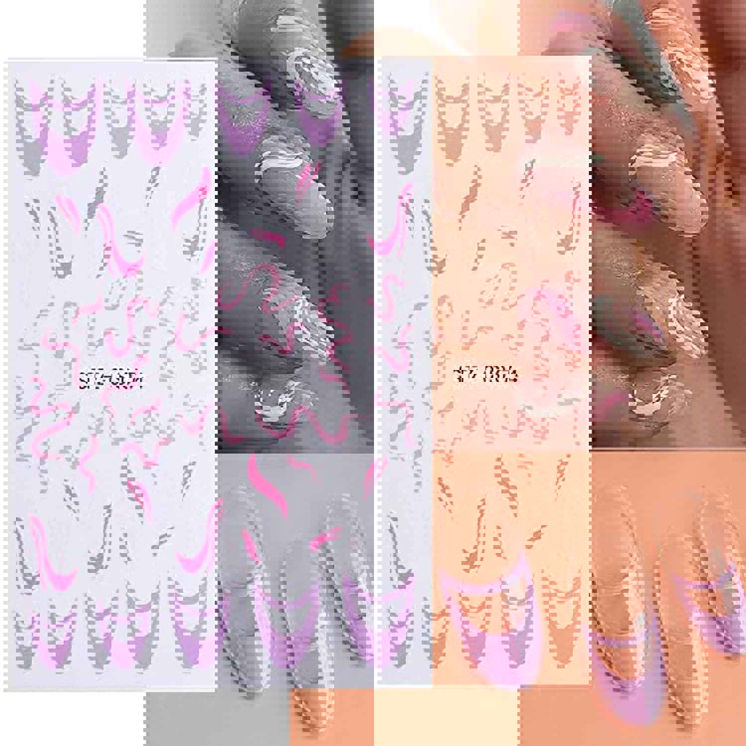 Wave Line Nail Art Stickers Decals, Abstract 3D Nail Stickers for Acrylic Nails Decorations (6Pcs)