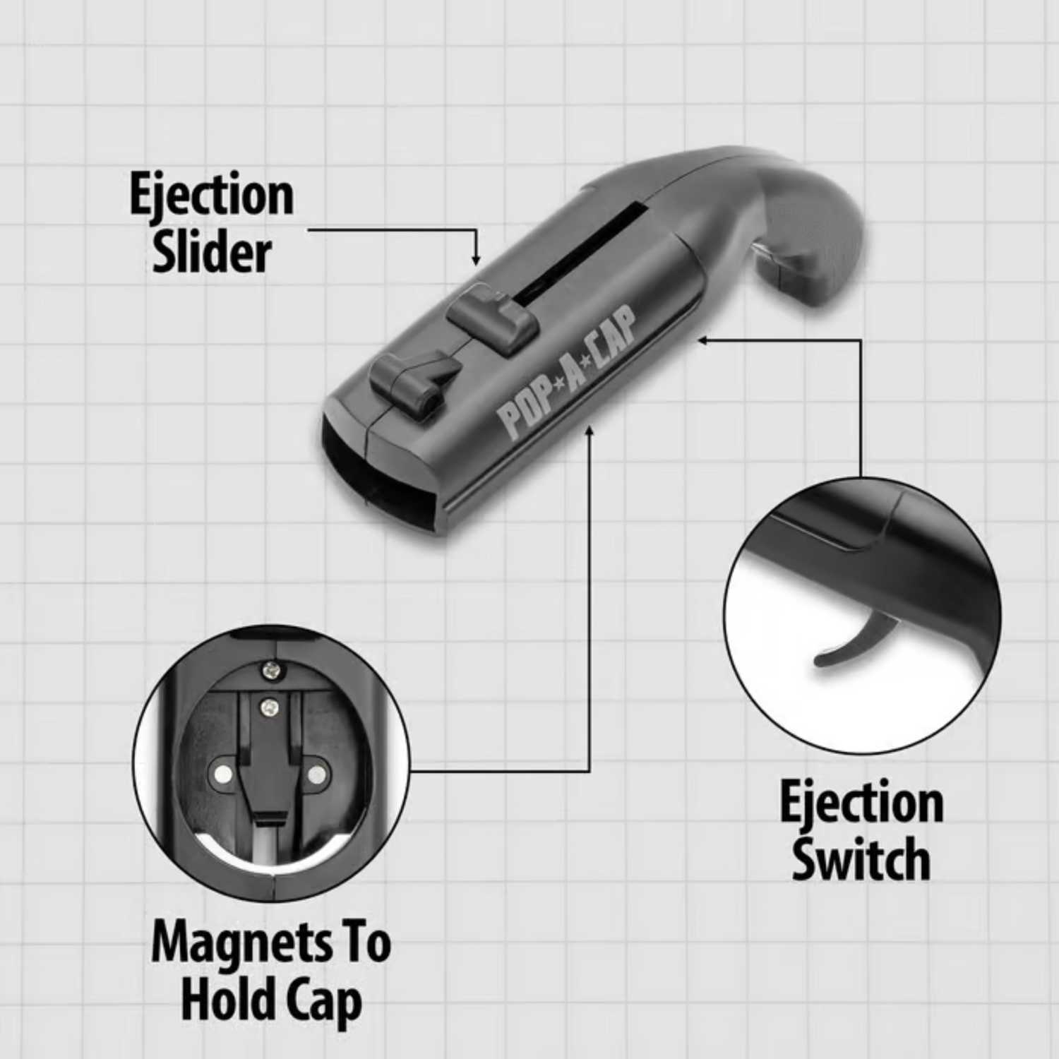 Pop A Cap Launcher - 19-Foot Range - Fun Gift for Dad